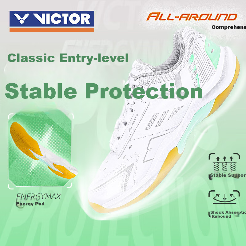 VICTOR 2024 New Badminton Shoes, Unisex Sports Shoes A199, White And Green, Size 40