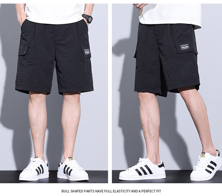 JEEP Ice Silk Workwear Five-Point Casual Shorts for Men, 2026 Summer Thin Loose Straight-Leg Cool Mid-Length Pants for Me 6