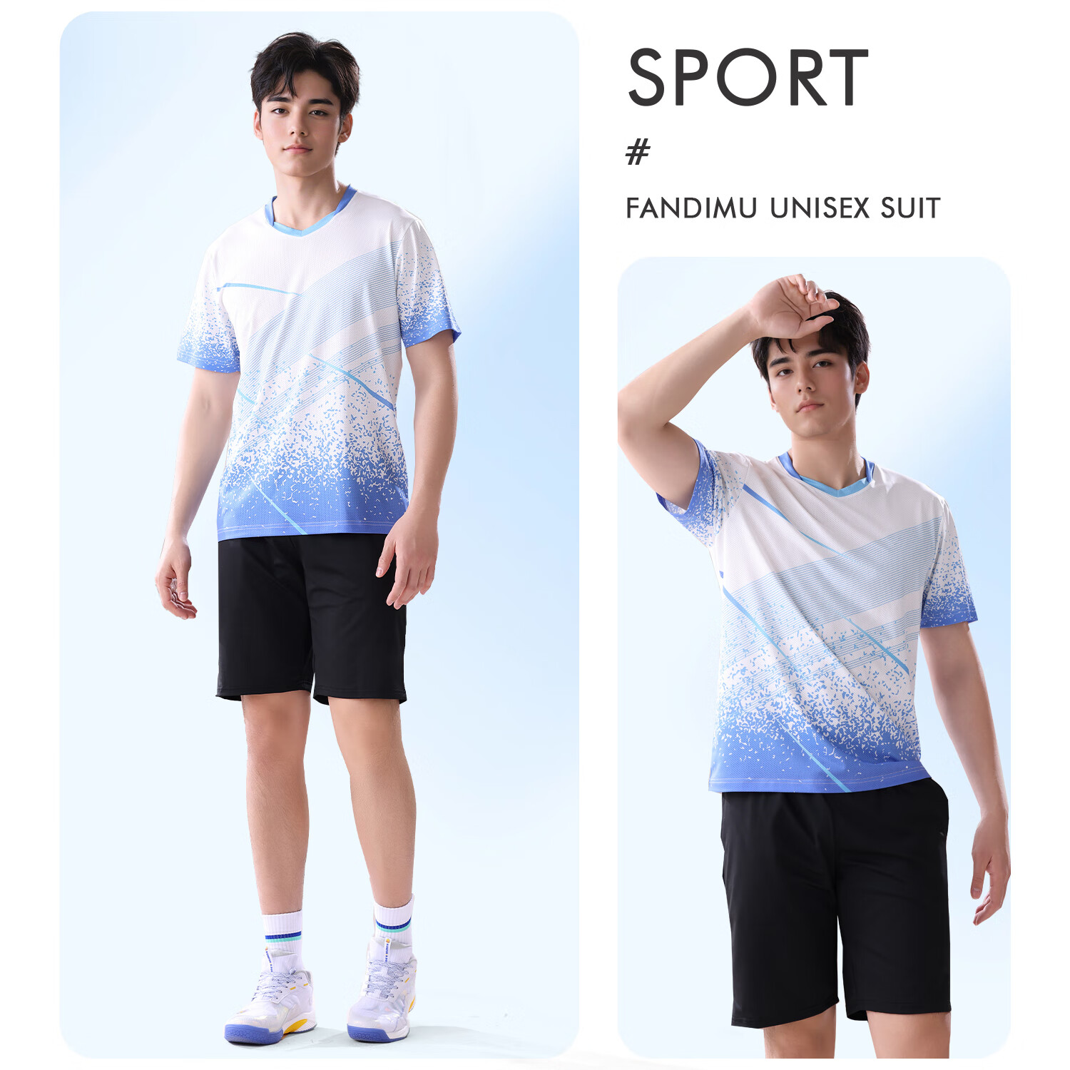 Fandimu Badminton Outfit for Men And Women, Sports Set for Fitness, Running, Track And Field Training, Seagull Short-Sleeve Two-Piece Set for Men 2XL