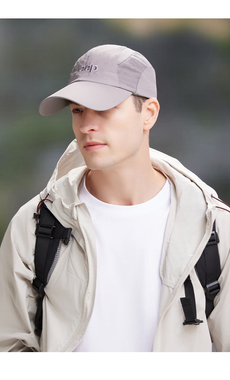 JEEP Men's Baseball Cap, Mesh Quick-Dry Breathable Visor Cap, Sports Outdoor Hiking Sun Hat, Rock Gray 8