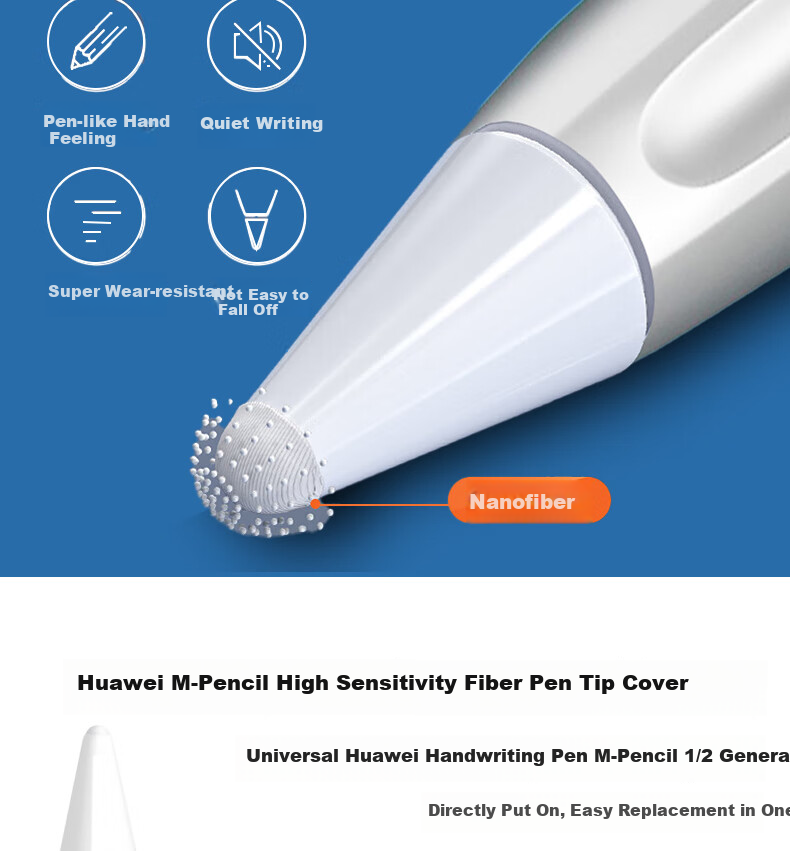 ESCASE [4-Pack] Compatible with Huawei M-Pencil Tip Protectors, Highly Sensitive Fiber Wear-Resistant Pen Tips, Ultra-Thin Silicone Covers for 1st/2nd/3rd Generation, Transparent + White 3