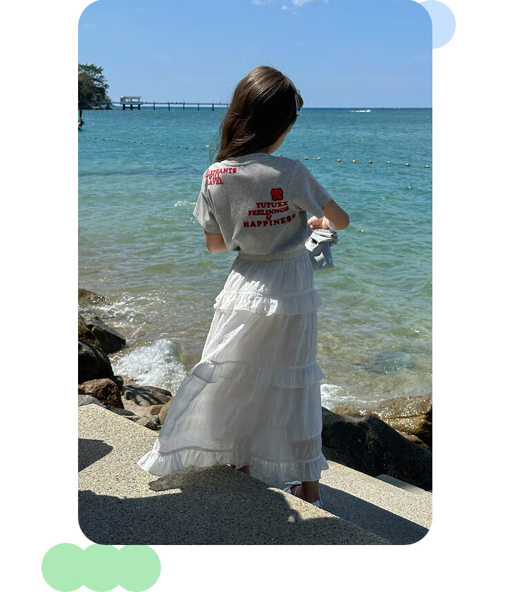 Tutuxiaoxiang Girls' A-Line Skirt, Children's High-Waisted Slimming Skirt, Stylish Puffy Skirt, White, Size 110, Height about 110cm 11