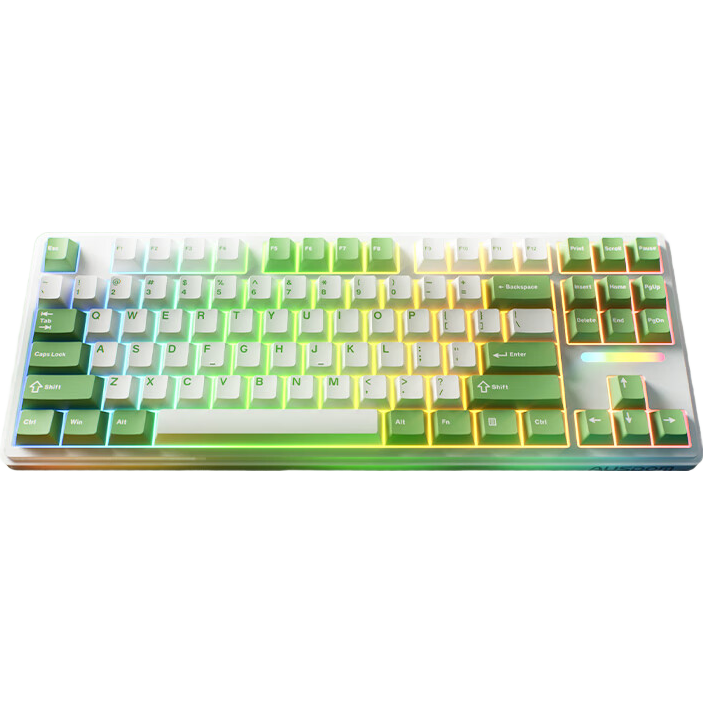 AUSDOM H87 Silent Mechanical Keyboard, Wireless Bluetooth Tri-Mode Gaming E-Sports Office Customizable Keyboard, Gasket Structure with 6 Layers of Filling, 10000mAh Safe Key, No Backlash, Green And White