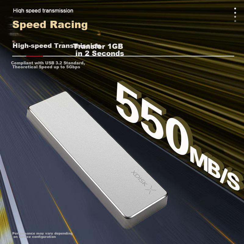 Xiaopan (XDISK) 256GB USB3.2 Portable Solid State Drive (PSSD), M Series, Type-C, Silver, Ultra-Thin Fashionable Direct Phone Connection for Data Backup, Compatible with MAC