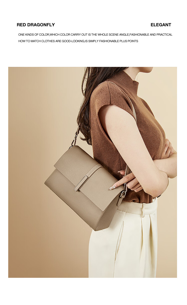 RED DRAGONFLY 2026 New Women's Handbag, Top-Grain Leather Crossbody Shoulder Bag, Birthday Gift for Mom, with Shoulder Strap 6