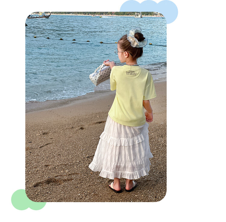 Tutuxiaoxiang Girls' A-Line Skirt, Children's High-Waisted Slimming Skirt, Stylish Puffy Skirt, White, Size 110, Height about 110cm 17