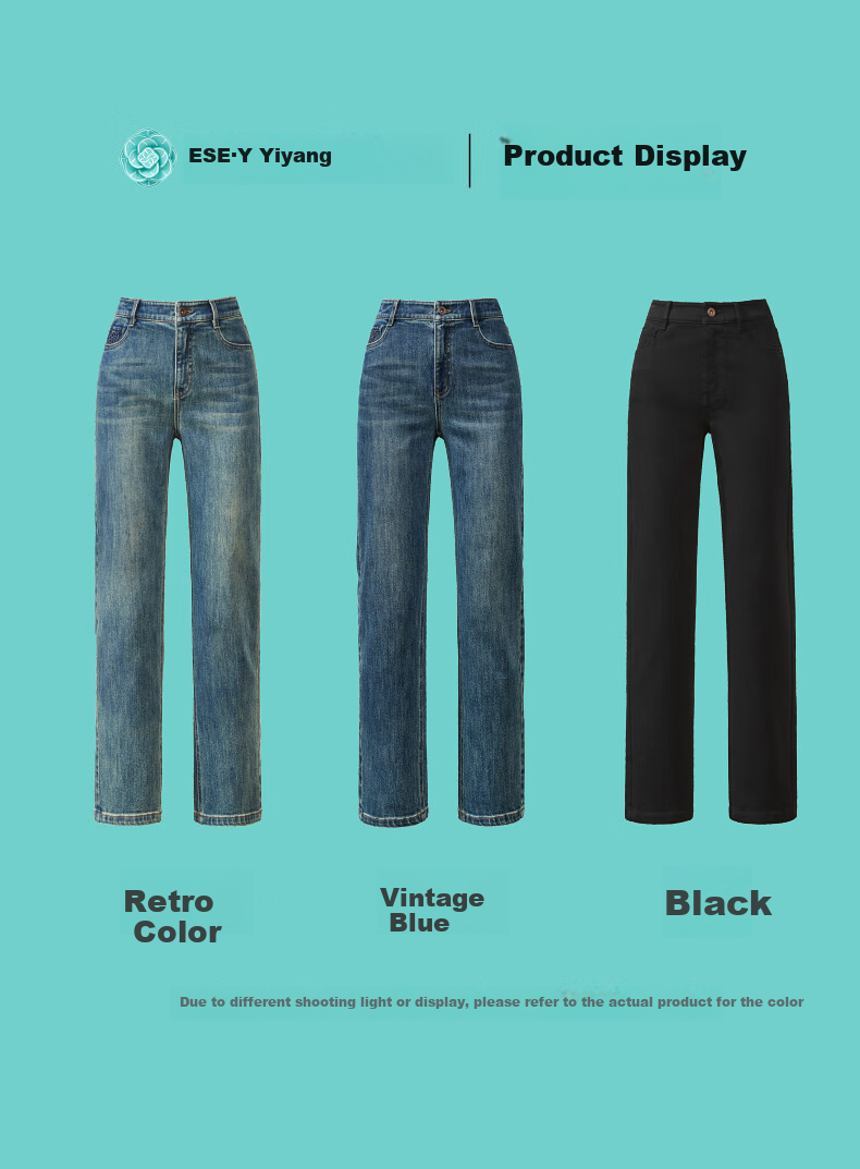 ESE-Y Straight-Leg Jeans for Women, New Spring 2025 Style, Elastic Slimming for Petite Figures, Vintage Blue, Size 30 25
