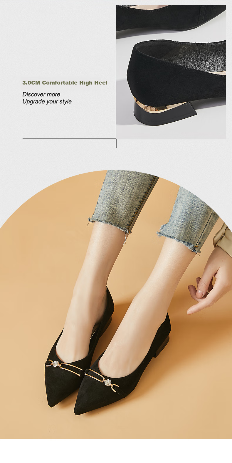 DAPHNE Women's Single Shoes, Professional Work Shoes, Fashionable Elegant Pointed Toe Chunky Heel Square Heel Comfortable Versatile Women's Shoes 4622101003 Beige 36 5