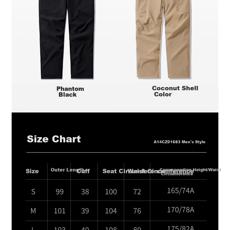 CAMEL Men's Loose Straight Wide-Leg Pants with Fleece Lining, Windproof, Water-Resistant, Large Pockets, Cargo Pants, Hiking Trousers for Men 1683 16