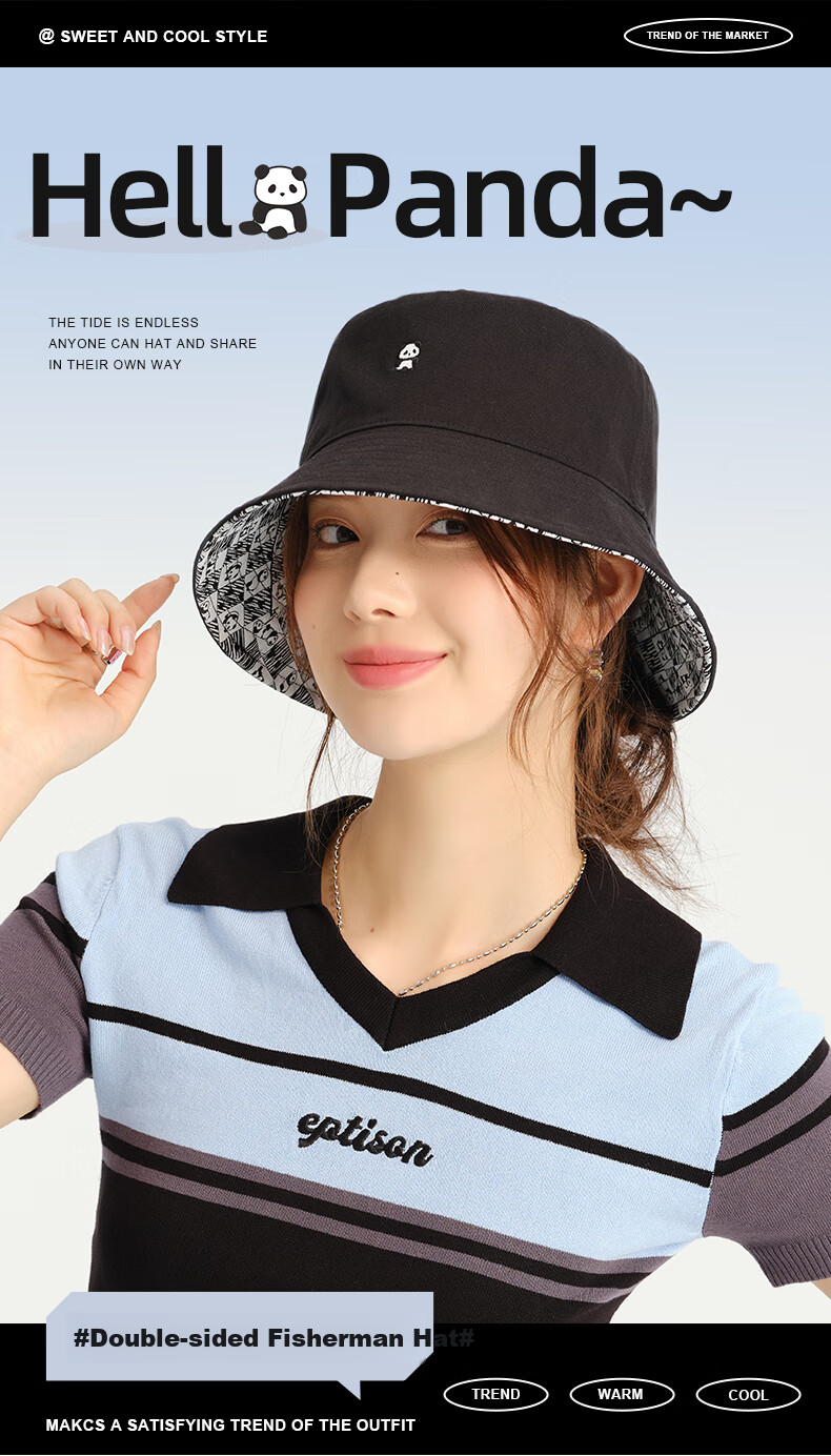 CACUSS Fisherman Hat for Women, Spring And Summer Contrasting Colors, Youthful Look, Face-Slimming Sun Hat, Fashionable Casual Bucket Hat with Patchwork Design, Dazzling Blue 1