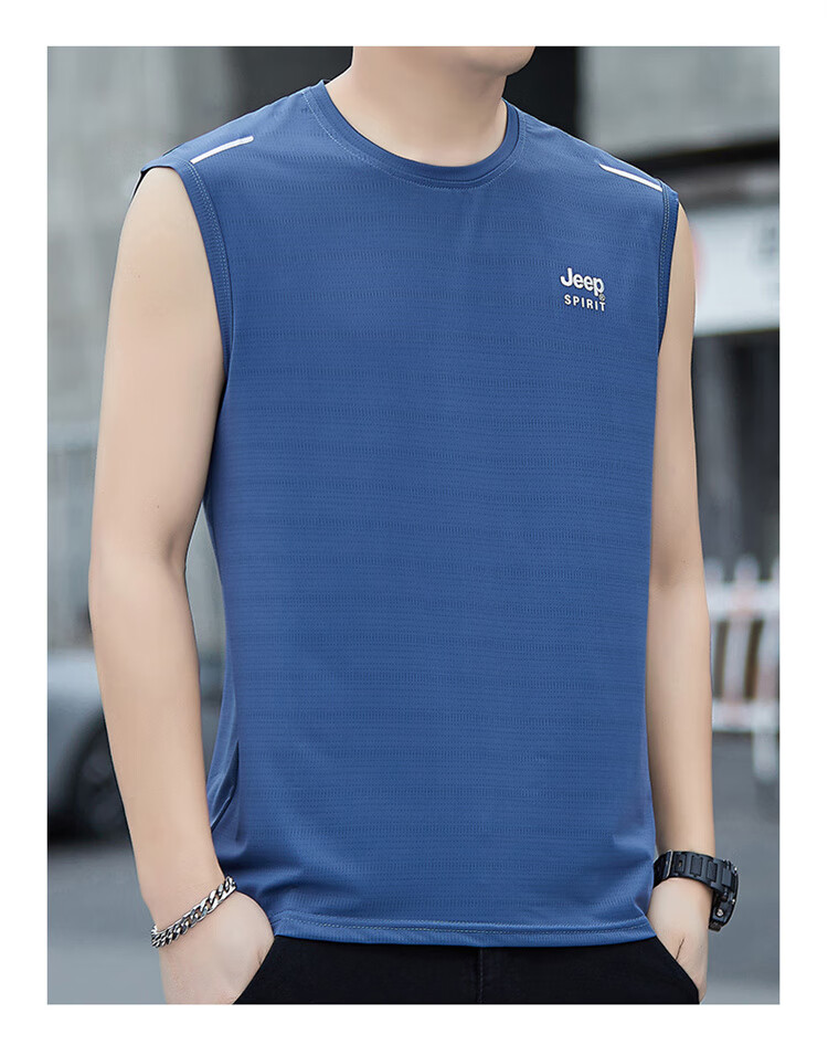 JEEP SPIRIT Men's Ice Silk Summer Sports Quick-Dry Sleeveless Loose Casual Base Tank Top Vest T-Shirt 9