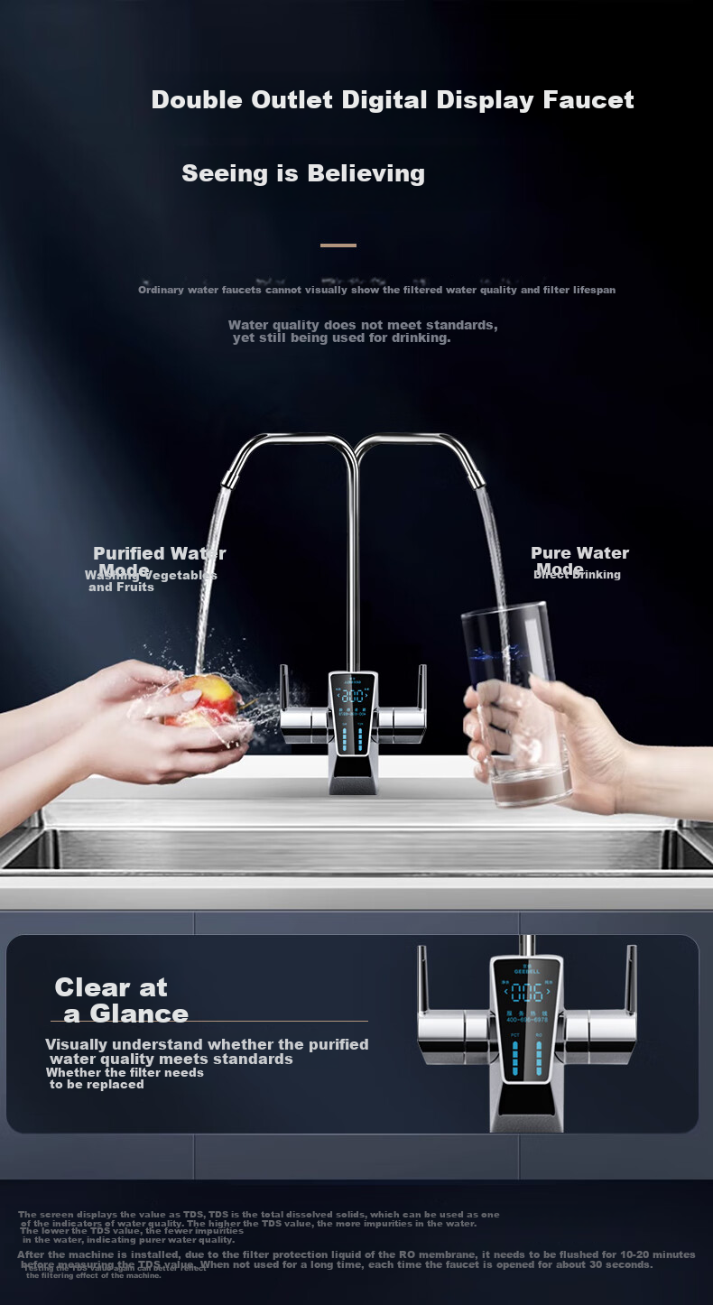 Jingbei F8 Dual Mother And Baby Certified Water Purifier, 1000G Large Flow Rate, 2.75L/min Household, Dow RO Membrane Direct Drinking Machine, No Scale Inhibitor, Zero Stale Water, Zero BPA 9