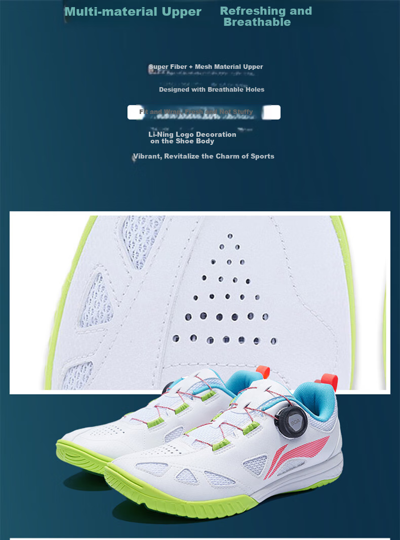 Li-Ning Table Tennis And Badminton Shoes, MAGE ESS Series Professional Sports Shoes, Unisex Ball Star Training Shoes, Size 37 5
