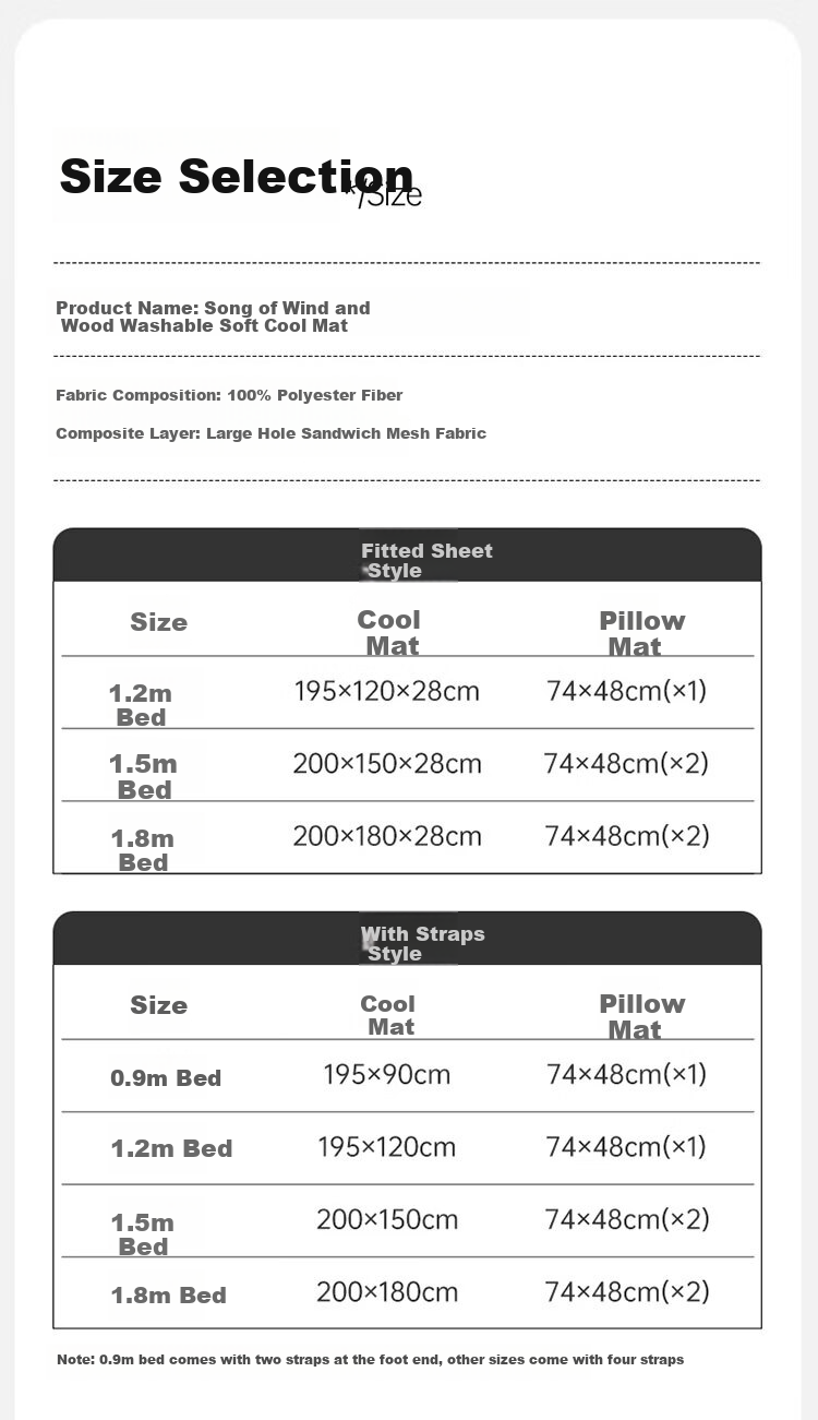 Dohia Class A Washable Soft Cooling Mat, Summer Double-Size Mat Set of Three Pieces Fitted Sheet Style, 1.8x2 Meters [Machine Washable] 8