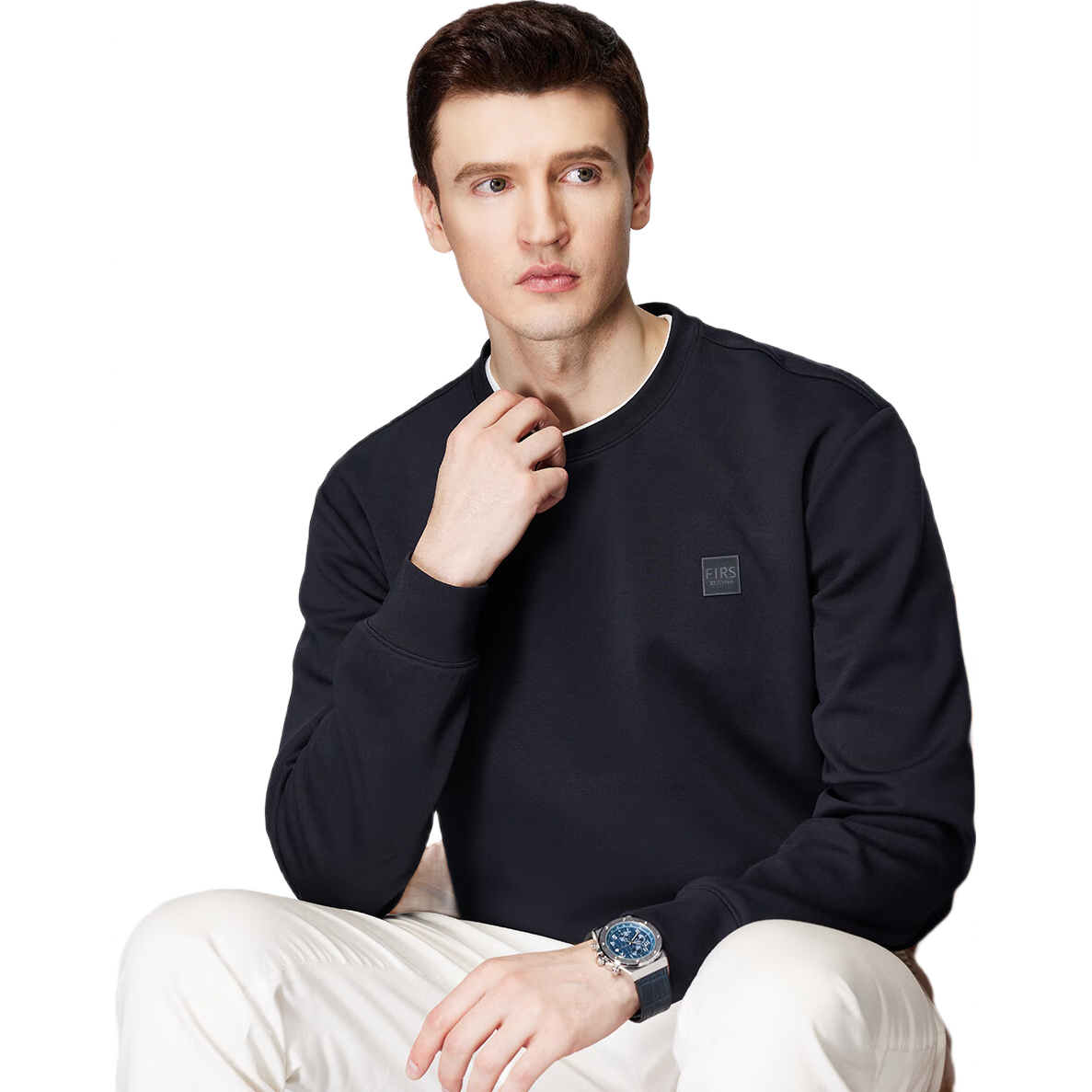 FIRS Men's Antibacterial Sweatshirt with Elasticity and Comfortable Skin-friendly Inner Wear for Business Casual Tops