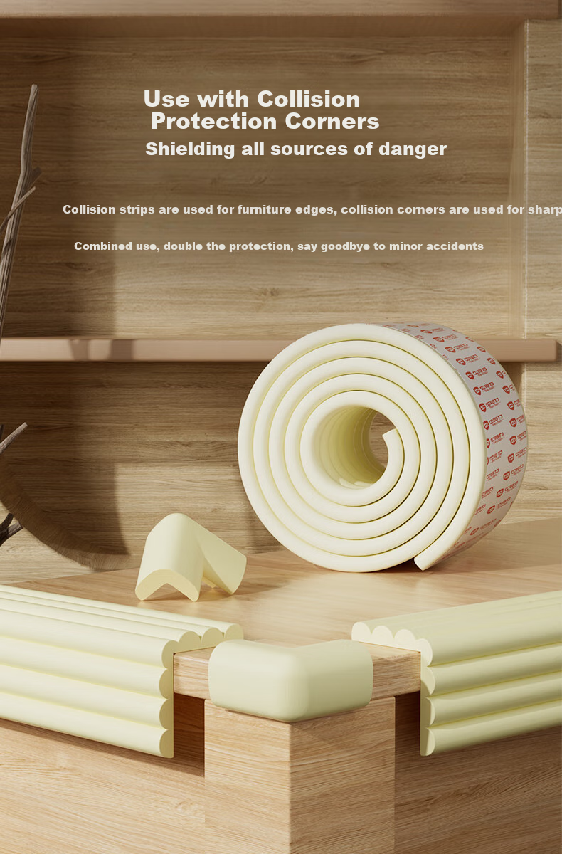 BEIDELI Multifunctional Anti-Collision Strip for Baby Furniture, Cabinet Corner Guard, Protective Edge Strip, No Glue Required, W-Shaped White, 4 Meters 4