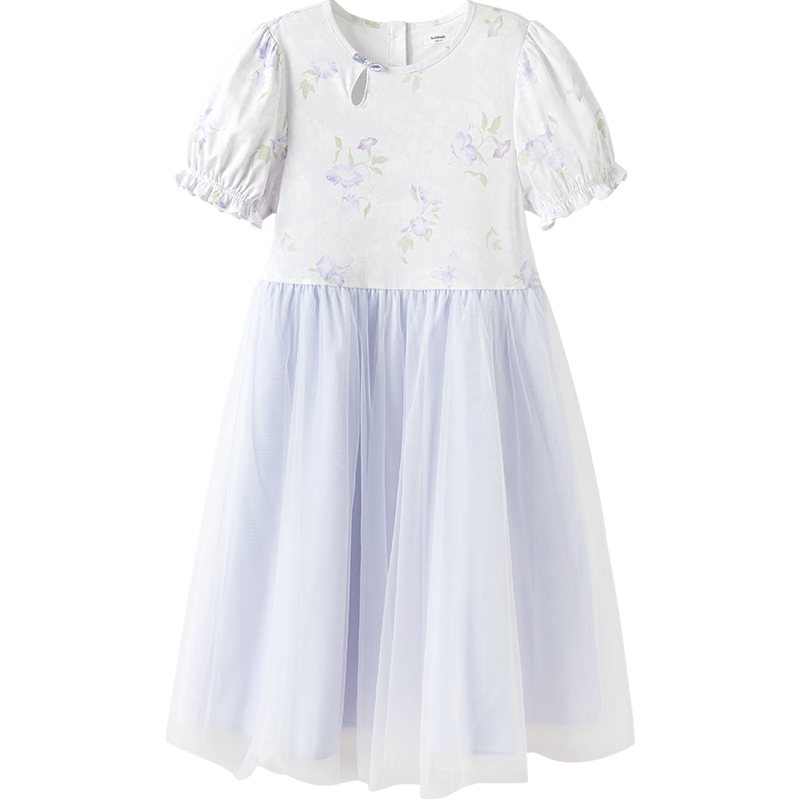 BALABALA Girls' New Chinese-Style Dress, Children's Clothing, Summer 2025, Children's Puff Sleeve Dress, Chinese Style, Quick-Drying, 208225111036