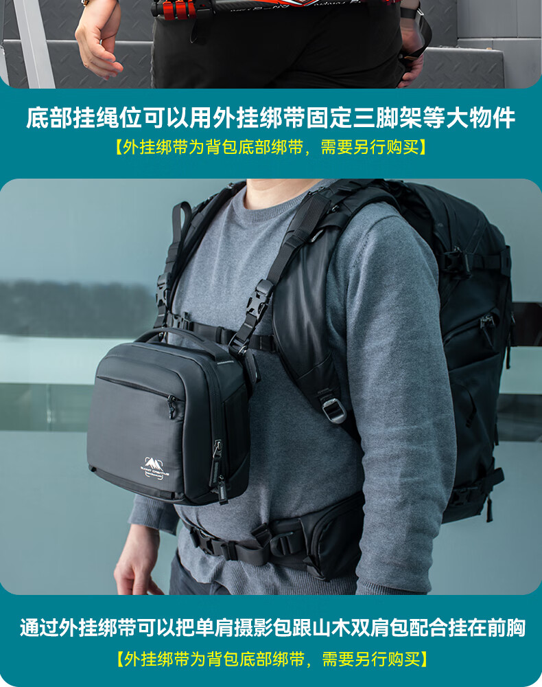 Shanmu 10L Champagne Single Shoulder Camera Bag Crossbody DSLR Mirrorless Digital Storage Waterproof Durable Lightweight Camera Backpack for Cycling Commuting 8