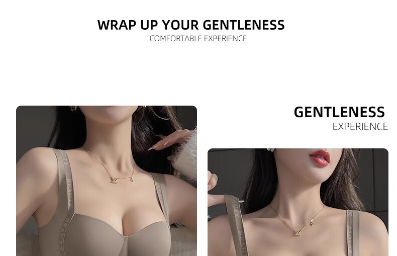 GUJIN Round Bra for Women, Enhancing Small Breasts, Push-Up, Side Support, Letter Shoulder Straps, Cartoon Design, Lift And Support, Seamless Bra 14