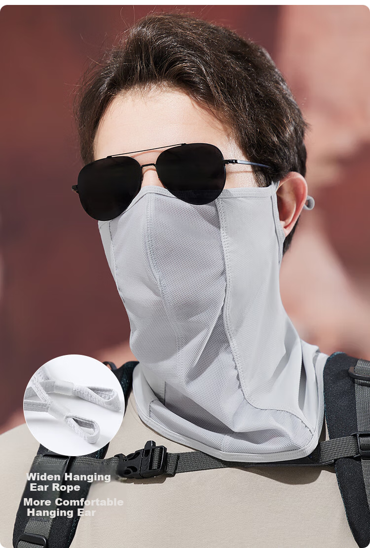 JIUMU Ice Silk Sun Protection Face Mask for Men, Cycling Summer UV-Resistant Sunshade Neck Guard Full Face Breathable Sun Protection Mask 5