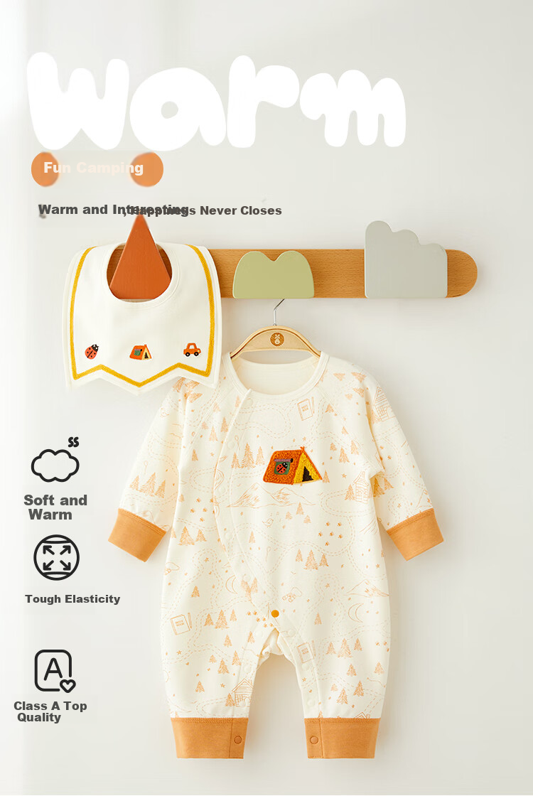 Wismorni Baby Romper, Spring And Autumn Infant Clothing, Long-Sleeve Onesie Bodysuit for Outdoor Wear, Cute 1