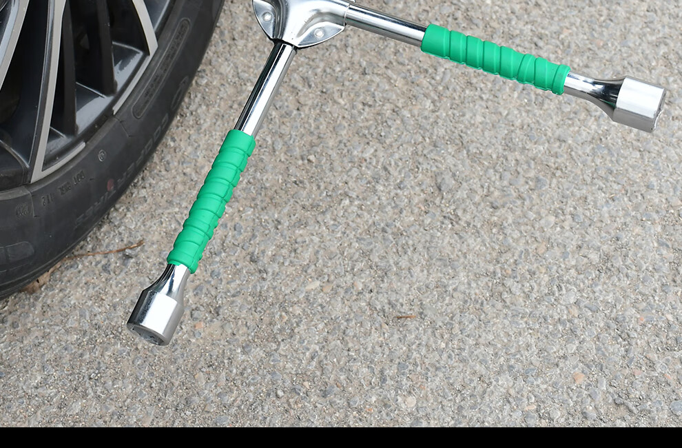 QL Cross Wrench Portable Car Tire Wrench Labor-Saving Tire Removal Tool 20-Inch Green Rubber Handle 4