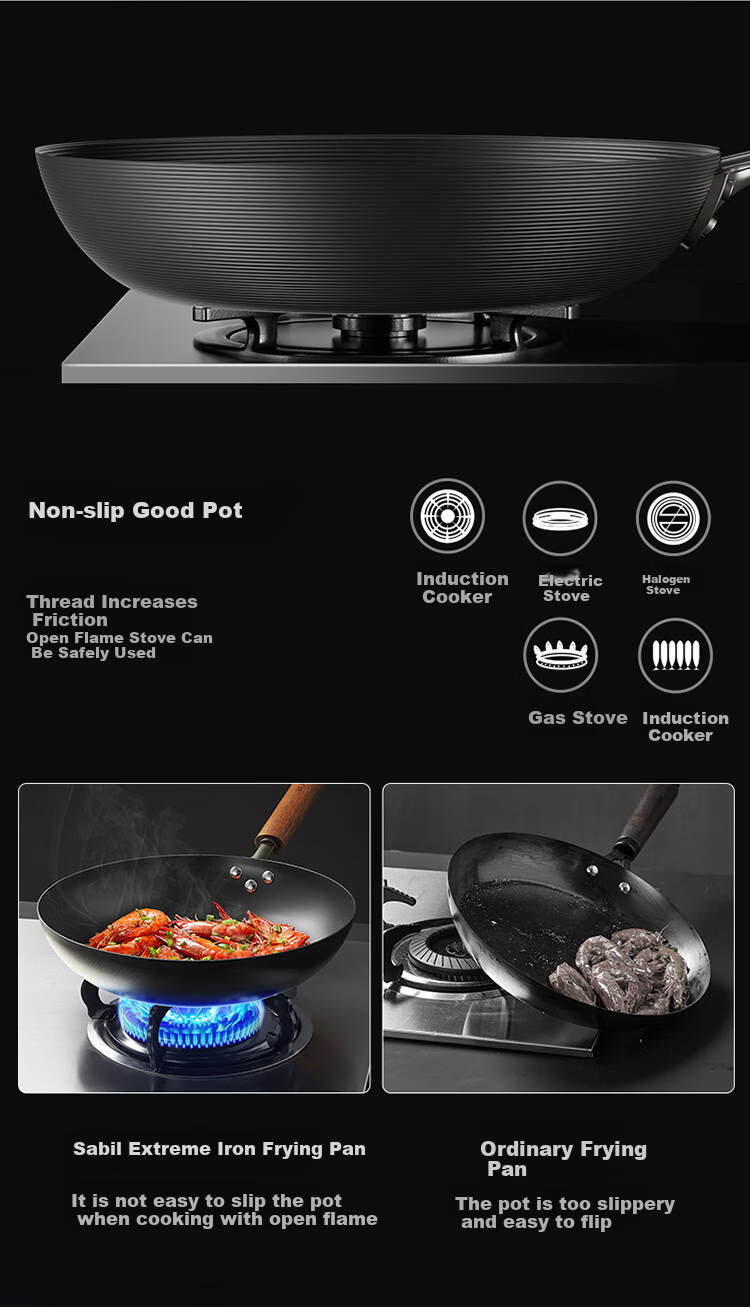 COOKER KING Non-Stick Frying Pan without Chemical Coating for Home Use, Pancakes, Steak, Induction Cooker, Small Iron Wok, Cast Iron Skillet, 24cm 12