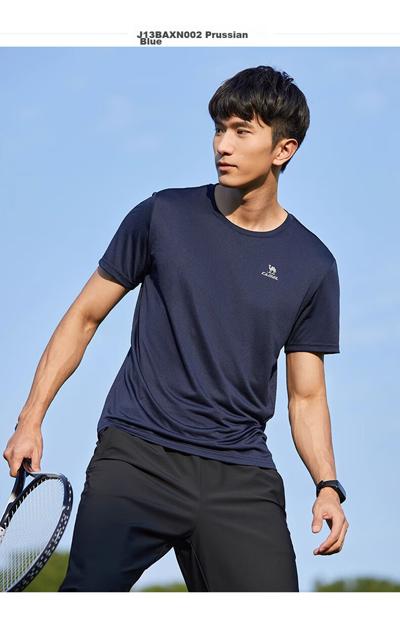 CAMEL Short-Sleeve T-Shirt for Men, New Summer Style, Loose-Fit Round Neck Outdoor Sportswear, Running Training Ultra-Thin Quick-Dry Top 11