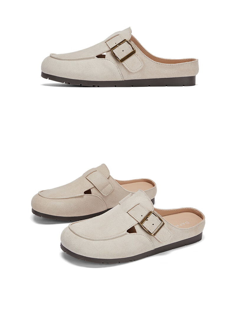 DAPHNE Women's Closed-Toe Mules, Summer Outdoor Wear, 2025 Thick-Soled Comfortable Slip-On Soft-Bottom Women's Shoes, Khaki, Size 37 10