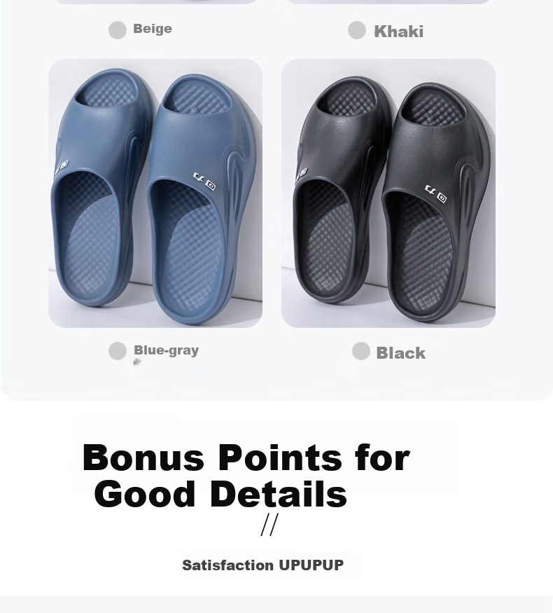 Huili Men's Slippers, Sports Outdoor Wear, Non-Slip, Antibacterial, Comfortable Cushioning Sandals, HL0566 Blue-Gray Color, Size 42-43 4