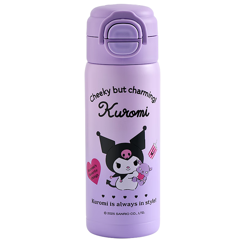 Sanrio 316 Stainless Steel Insulated Water Bottle 520ML Dual-Use Kids Cup Kuromi Purple 901