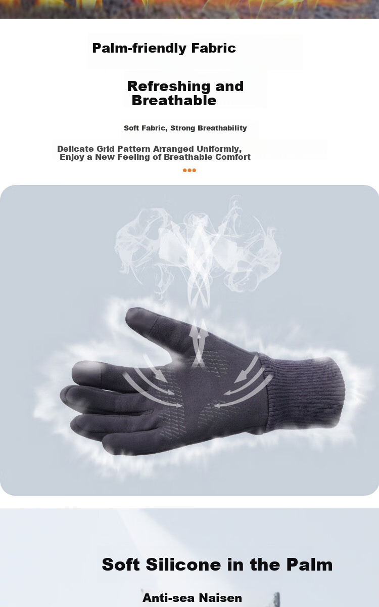 PEAK Cycling Gloves for Men And Women, Autumn And Winter Cold-Resistant Mountain Bike Outdoor Non-Slip Touchscreen Compatible Warm Gloves, Suede Gray 14