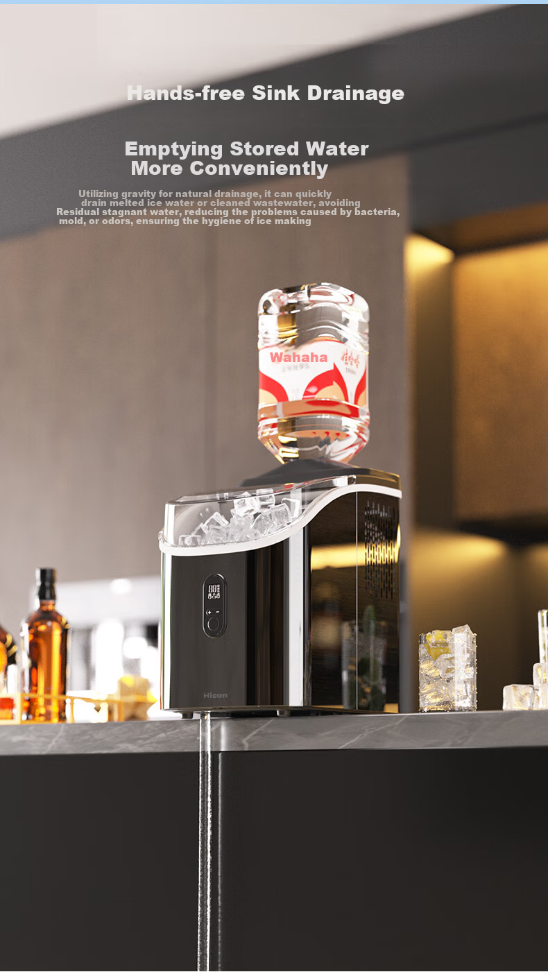 Hicon Ice Maker, Home Small Cube Ice Machine, Automatic Ice Cube Making, Antibacterial Timer, Stainless Steel Ice Maker 12
