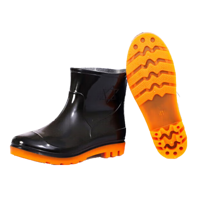 Minggu Men's Low-Cut Rain Boots Waterproof Rubber Shoes Outdoor Durable Black Size 40 CW671282