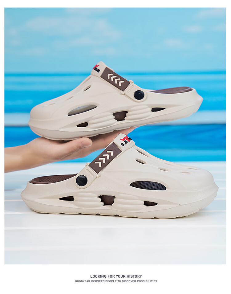 Bull Family Men's Summer New Casual Breathable Beach Shoes Thick Sole Dual-Use Clog Slippers with Soft Cushioning 28