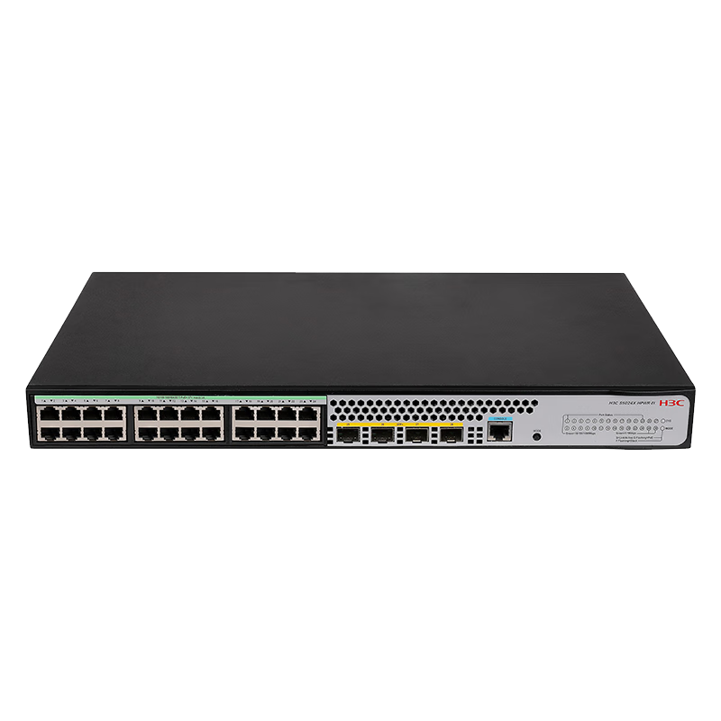 H3C S5024X-HPWR 24 Gigabit Ethernet Ports + 40,000 Gigabit Fiber Optic Ports Layer 2 Managed POE Enterprise-Grade Network Switch with Power Supply for Network Cables, 370W/10 Gigabit Uplink