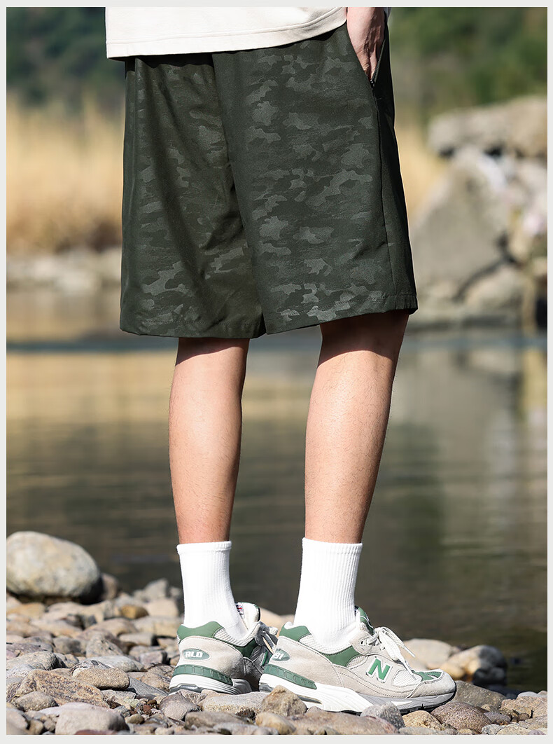EASTERN CAMEL Men's Trendy Summer Outdoor Casual Sports Straight Five-Point Shorts Youth Loose Beach Pants 8