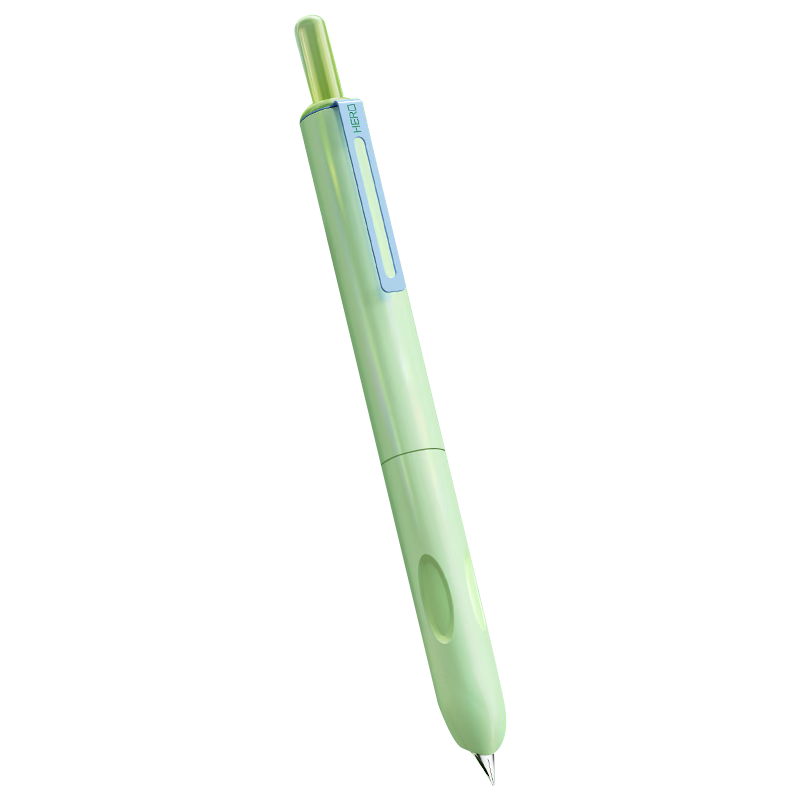 HERO P320 Fountain Pen, Xingqi Cang Ergonomic Click Fountain Pen for Third Grade Elementary Students' Handwriting Practice, Iridium Nib Pen, Glossy Green, EF Dark Nib