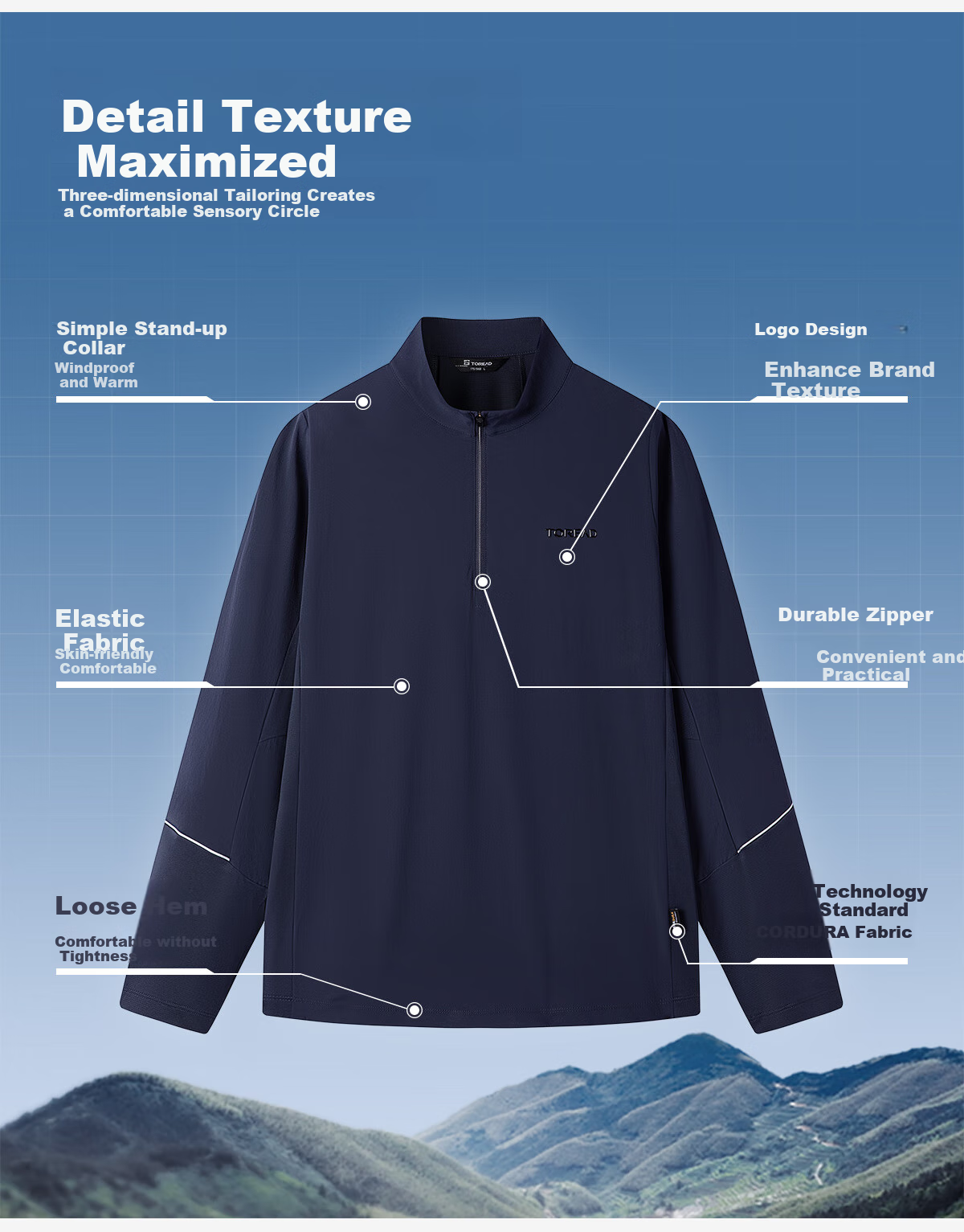 TOREAD Long-Sleeve T-Shirt for Men, Spring And Summer Quick-Dry Breathable Top, Outdoor Casual Stand-Up Collar Sports Tee TAJJCN81838 4