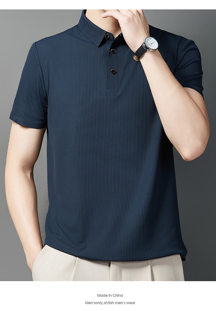 LangSha Polo Shirt for Men, Summer Quick-Dry Ice Silk Cool-Feeling T-Shirt, Loose-Fitting Business Versatile Collared Short-Sleeve, Father's Day Gift 18