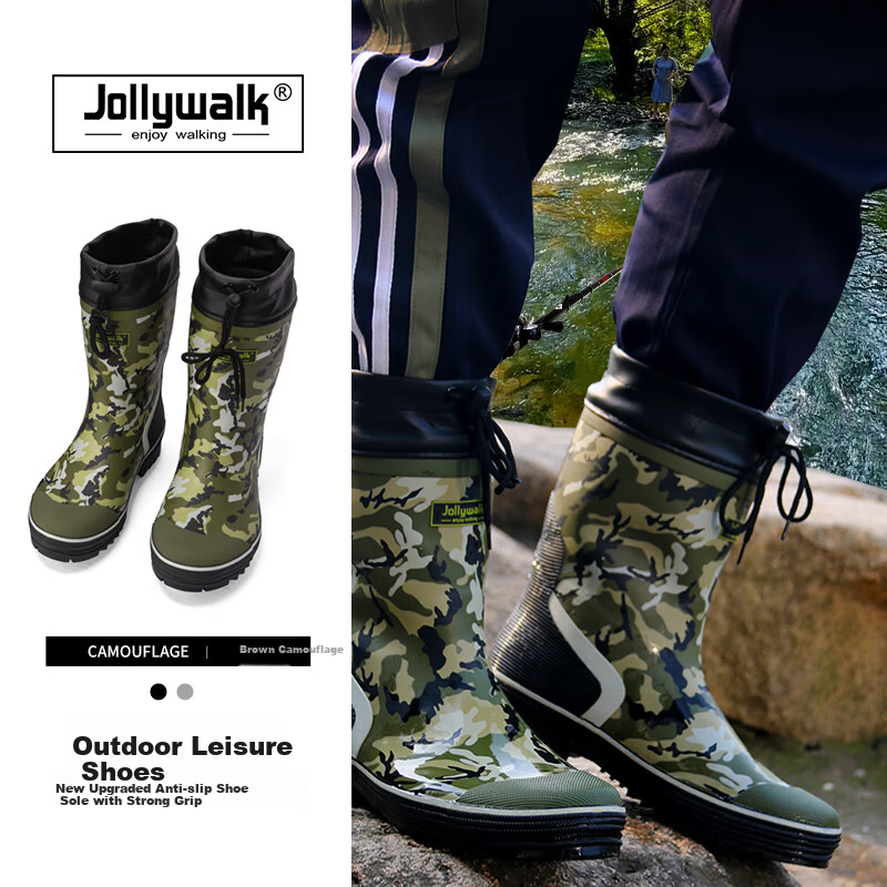 Резиновые непромокаемые сапоги Jolly Walk, мужские, цвет черный камуфляж, размер 40