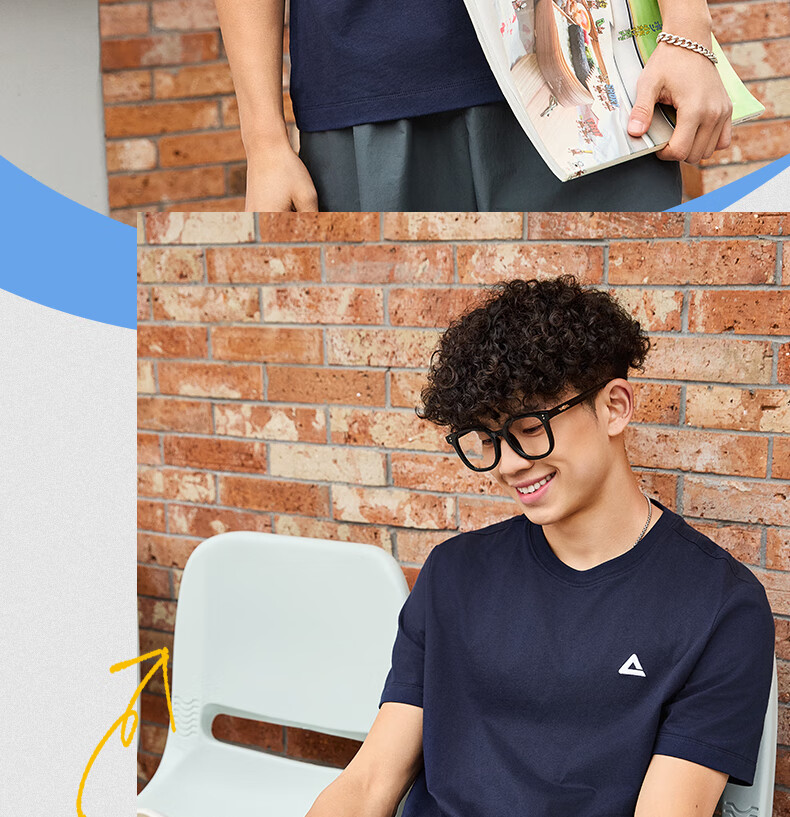 PEAK Men's Summer Short Sleeve Pure Cotton Casual Loose Breathable Outdoor Xinjiang Cotton Sports Base T-Shirt DF652430 43