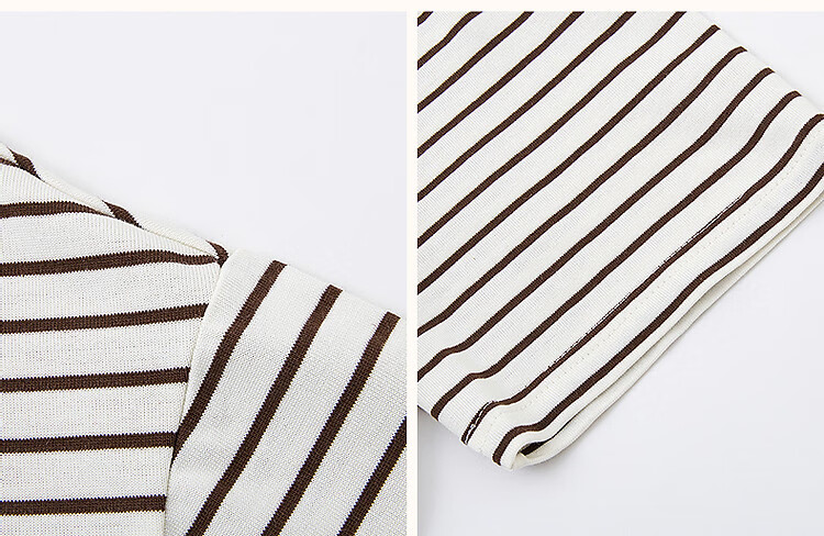 Demana [Leisure Style] Summer Simple Retro Striped Five-Sleeve Loose Fit Slimming Women's T-Shirt 9