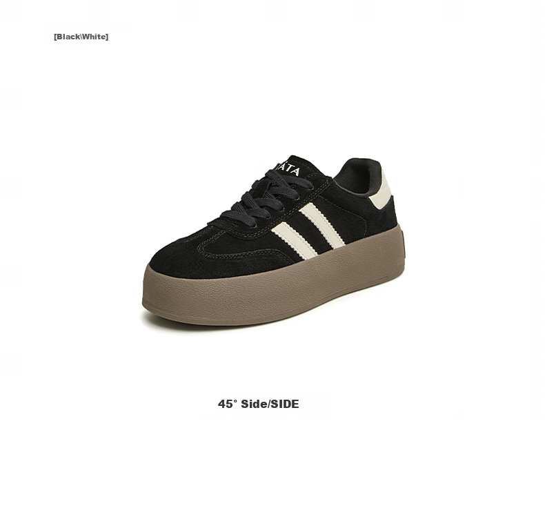 TATA Retro Flat Sneakers Women Casual Shoes Off-White/Black/Gray (Breathable Mesh) Size 36 8