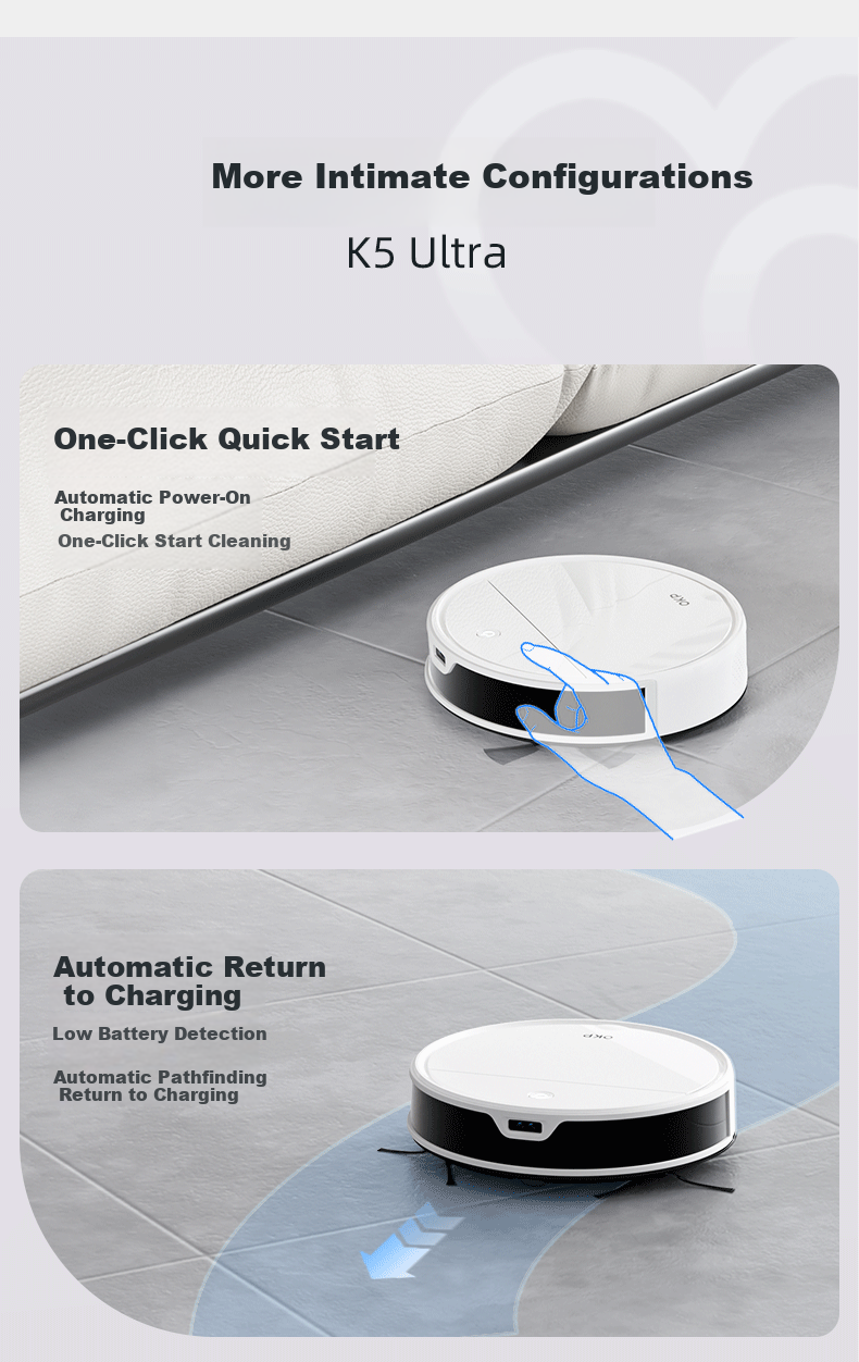 OKP K5 Ultra [Upgraded Version of K5pro] Robot Vacuum Cleaner, All-In Sweeping And Mopping, TOF Laser Navigation, Intelligent Home Path Planning, Compact Body with Automatic Suctio 11