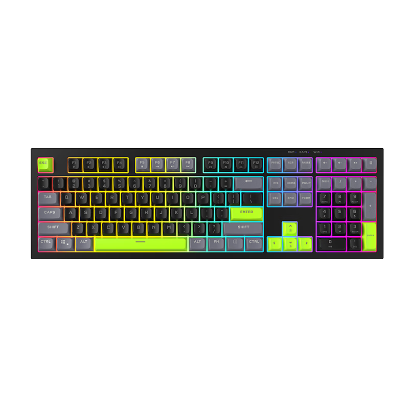 Aigo Mechanical Feel Keyboard, 108 Keys Full-Size Layout, Colorful Lighting, Wired Connection, Quiet Operation, Stylish Design for Men And Women, External Keyboard, FG108, General Black