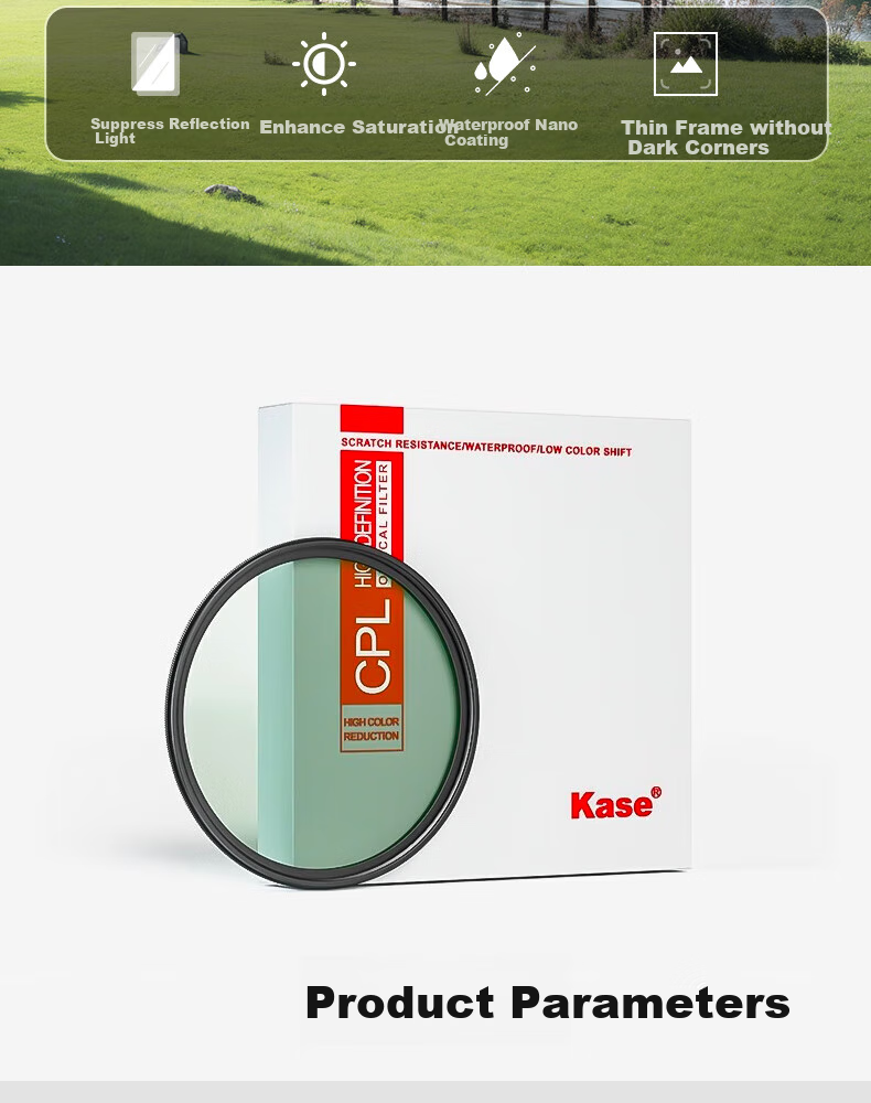 Kase Polarizing Filter, Kase CPL Polarizing Filter, 77mm MC Multi-Coated Circular Polarizing Filter, Wind Photography Saturation Enhancer And Anti-Glare Filter, AGC CPL 2