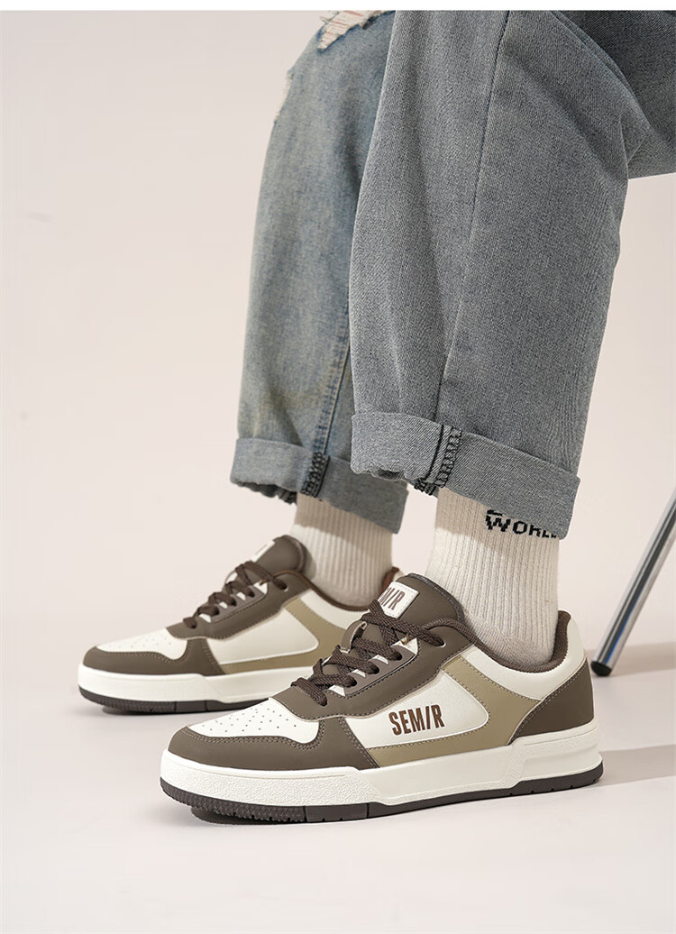 Semir Fashion Versatile White Sneakers Spring New Low-top Thick-soled Casual Skate Shoes Men STH251039 Beige Brown Size 43 8