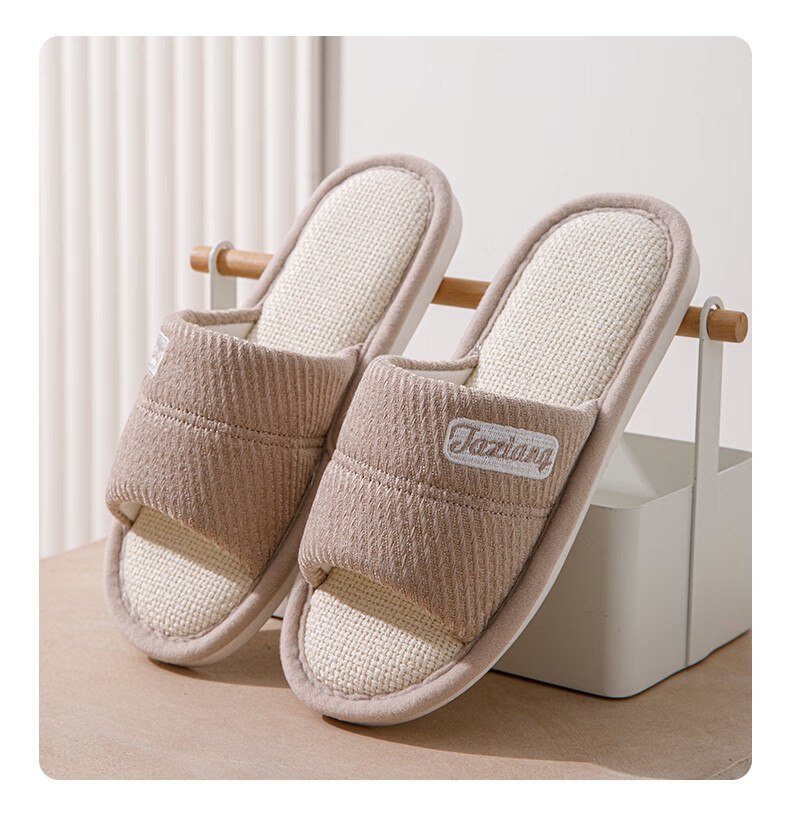 She Enjoy Linen Cotton Slippers Unisex Lightweight Indoor Simple Home Four Seasons Slippers TR112 White 38/39 11