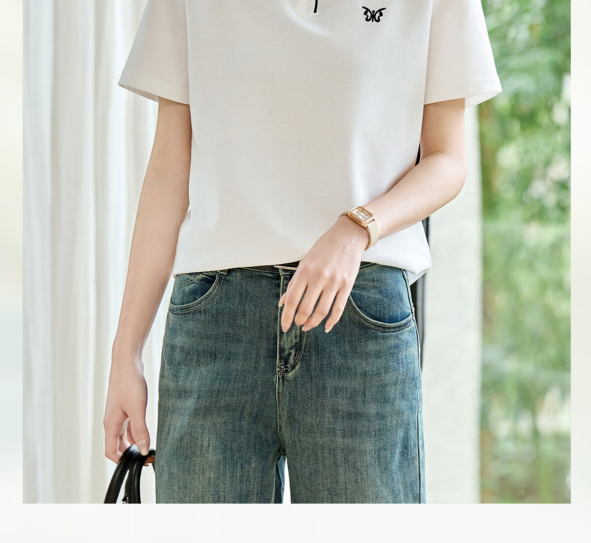 Taxiang Women's Short-Sleeve T-Shirt, Versatile Ladies' Polo Shirt, Casual Letter-Design Collared T-Shirt Top T144T1843 1